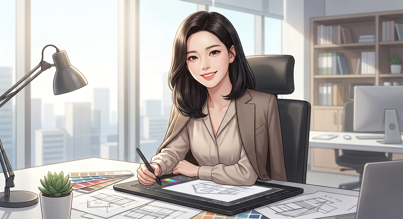 클린 반실사 프로필풍 장면 컷 샘플 012